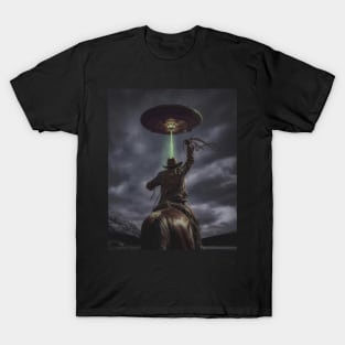 Cowboy UFO "Get 'Em!" Art by Cult Class T-Shirt